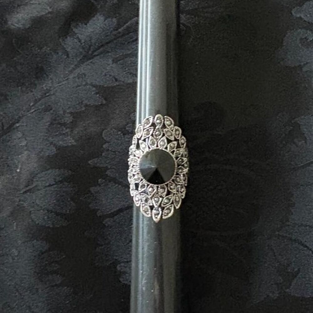 Black and Silver Gothic Costume Ring
